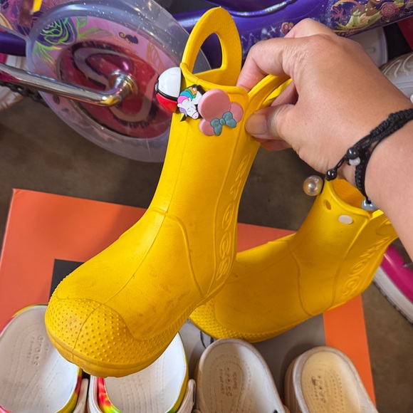 CROCS Kids Yellow Boots and Multicolor Clogs - Picture 7 of 8